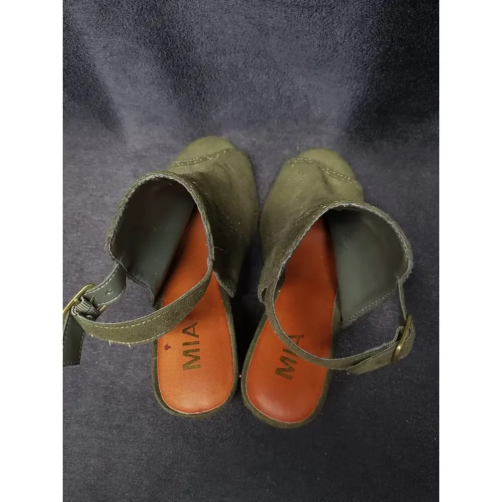MIA Dark Army Green Block 4'' Heel Adjustable Sandal Strap High Heel Shoes